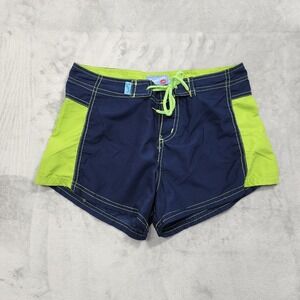 Vintage Tropico Swim Shorts Womens M Blue Green Colorblock Boardshort Beach